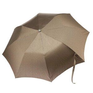 HERMES Umbrella polyester Beige Silver Auth